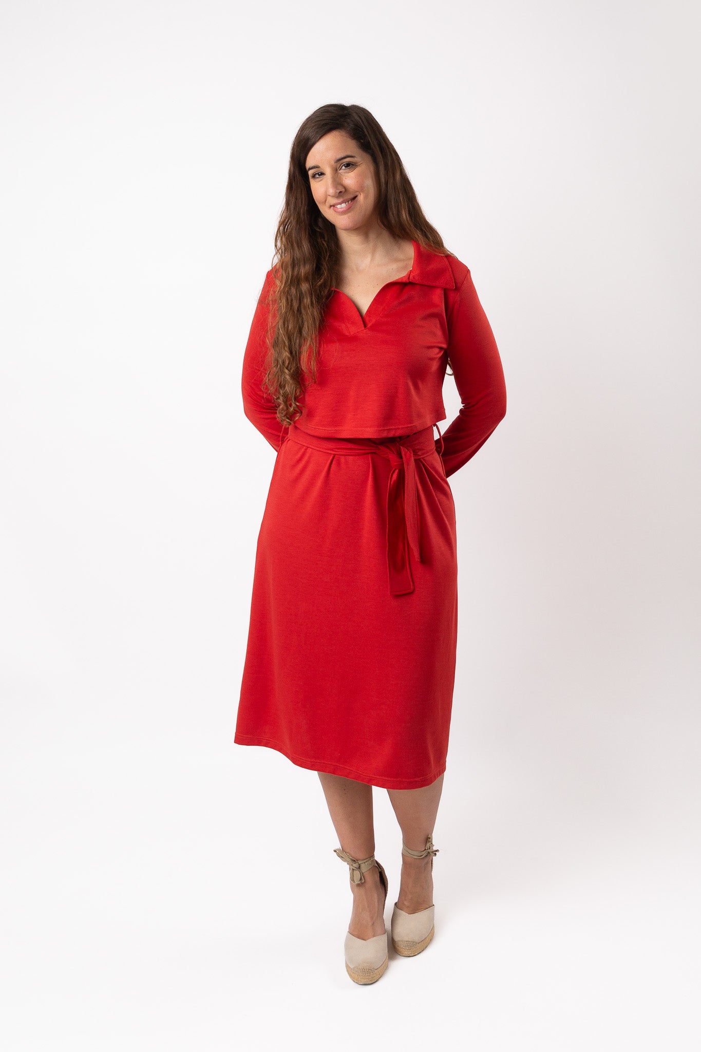Vestido de lactancia elegante SOFÍA rojo | Ropa de lactancia para bodas, fiestas y sostenible