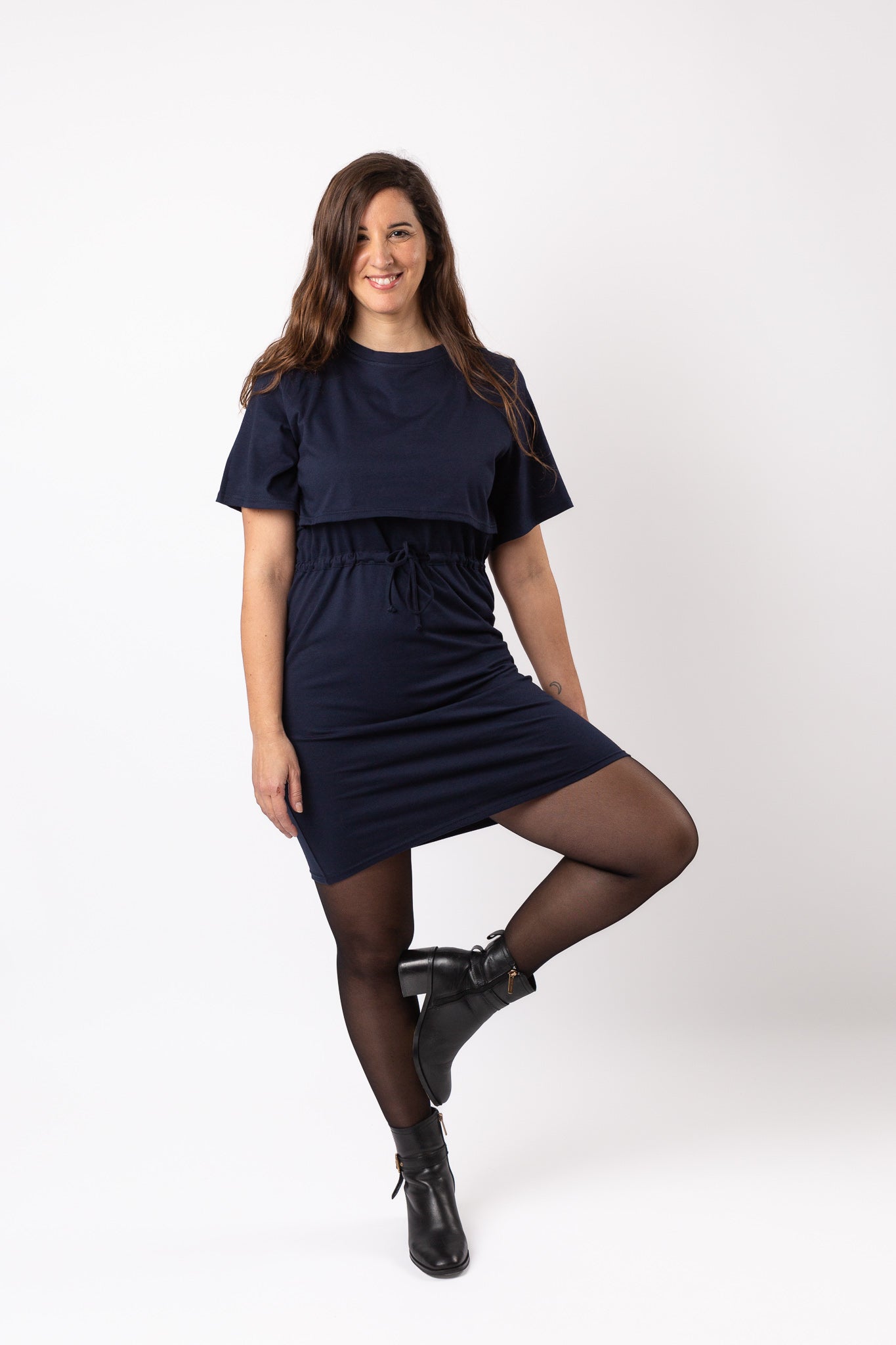 Vestido de lactancia de algodón orgánico CAROLINA Azul | Ropa de lactancia sostenible