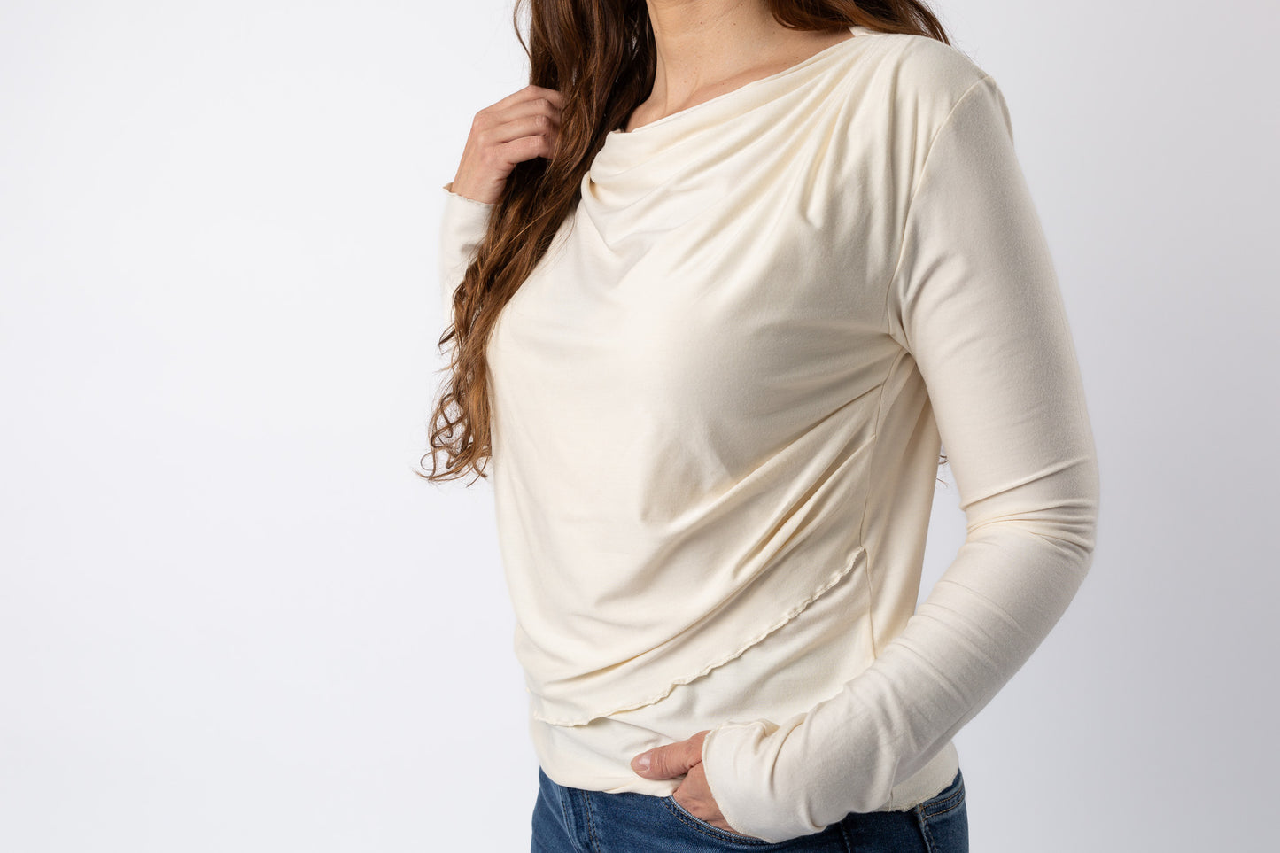 Camisa de lactancia elegante LAIA crema | Ropa de lactancia sostenible