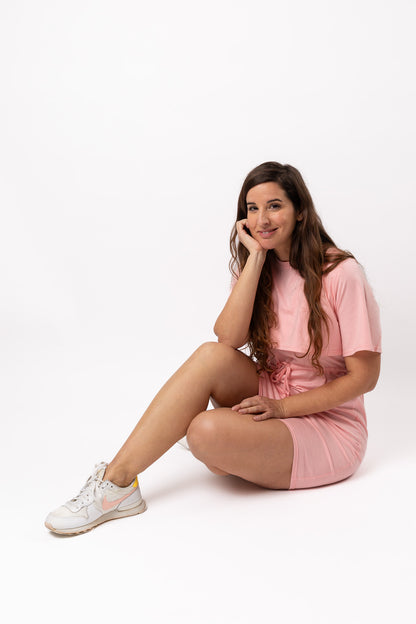 VESTIDO DE LACTANCIA CAROLINA | ROSA PASTEL | Ropa de lactancia sostenible y elegante