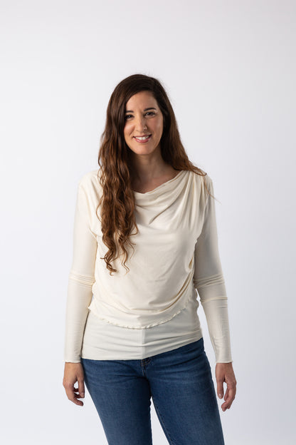 CAMISETA DE LACTANCIA LAIA | BLANCO ROTO | Ropa de lactancia sostenible y elegante