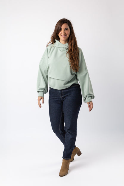 SUDADERA DE LACTANCIA KSENIYA | MENTA | Ropa de lactancia elegante
