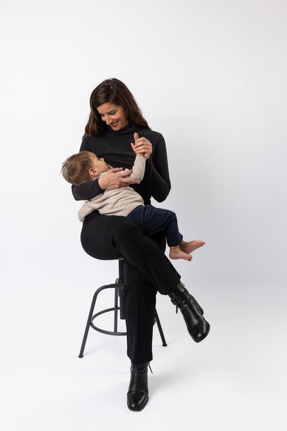 RAQUEL NURSING T-SHIRT | ASPHALT BLACK | Elegant & Versatile Nursing Wear