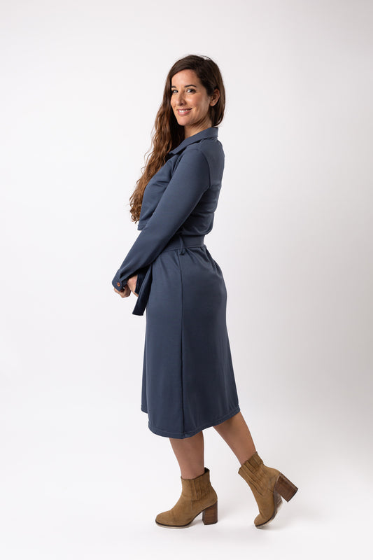 Vestido de lactancia elegante SOFÍA azul | Ropa de lactancia para bodas, fiestas y sostenible