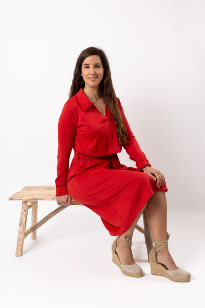 VESTIDO DE LACTANCIA SOFÍA | ROJO FUEGO | Ropa de lactancia sostenible y elegante